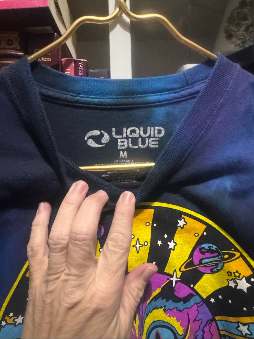 Liquid Blue Multicolor Tie-Dye Space Graphic Tee - Picture 3 of 3